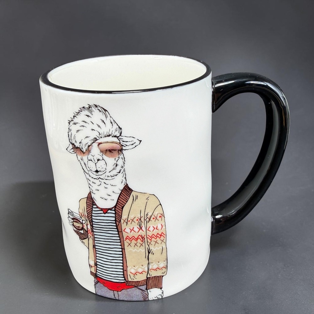 Signature Housewares Hipster Llama Sunglasses Cardigan Stoneware Coffee Mug Cup